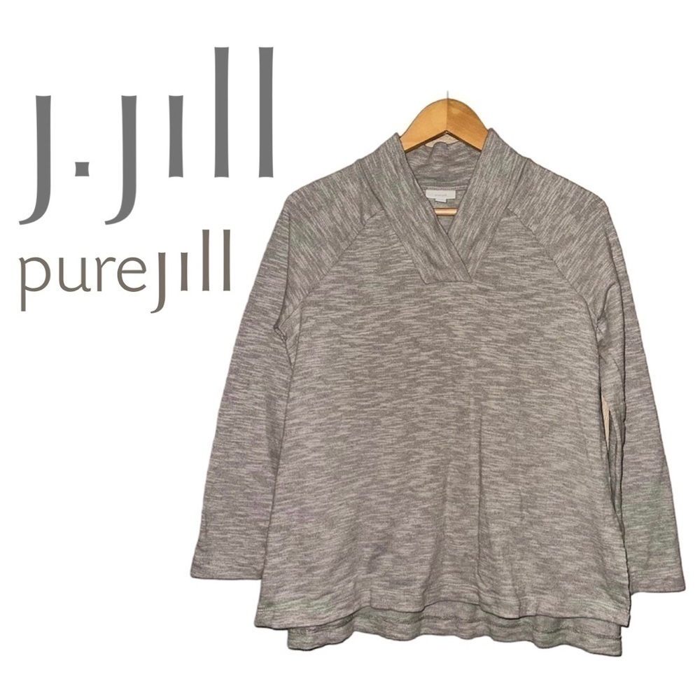 J. JILL PURE JILL Heather Gray V-Neck Pullover Top Sweater Tunic Womens Petite S - Picture 12 of 12